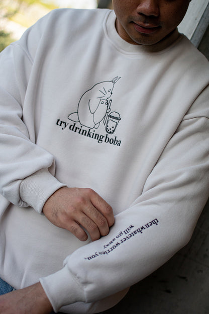 Drink Boba Sweatshirt - Light Grey