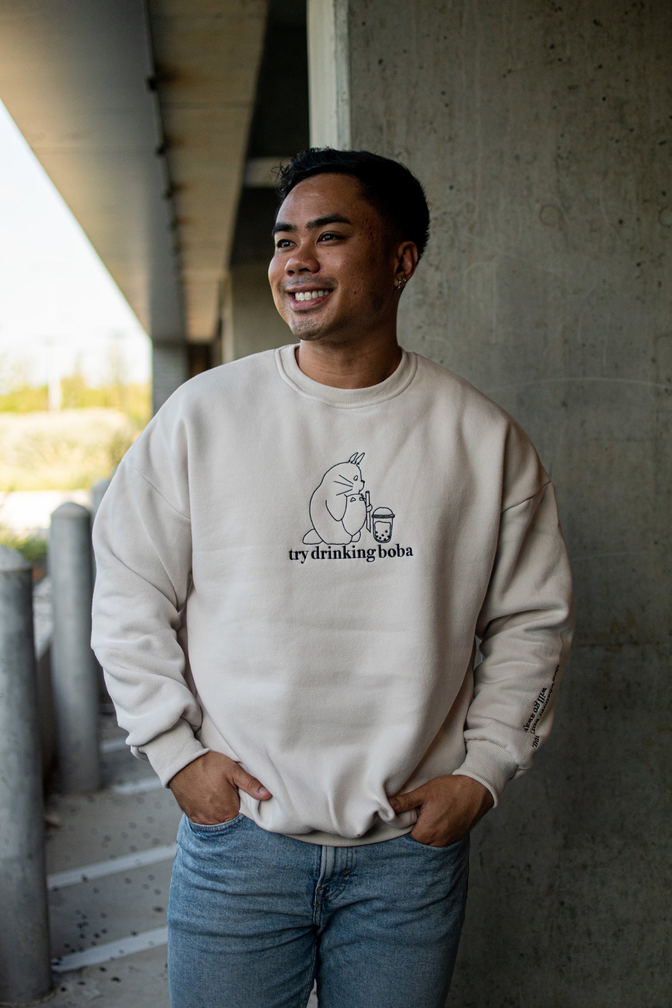 Drink Boba Sweatshirt - Light Grey